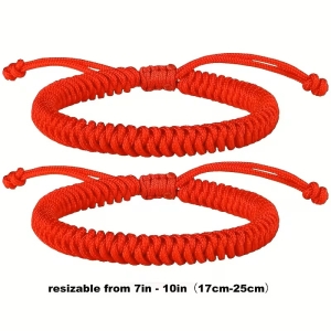 Pulsera Trenzada Color Rojo Minimalista Casual